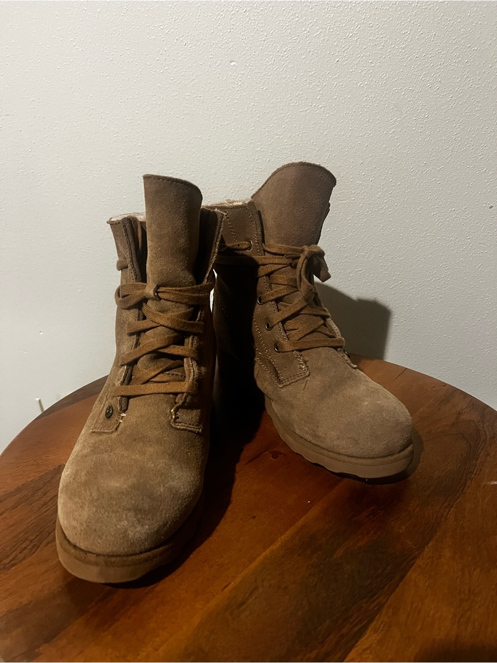 BearPaw Brown Suede Ankle Boots with Treaded Rubber Sole